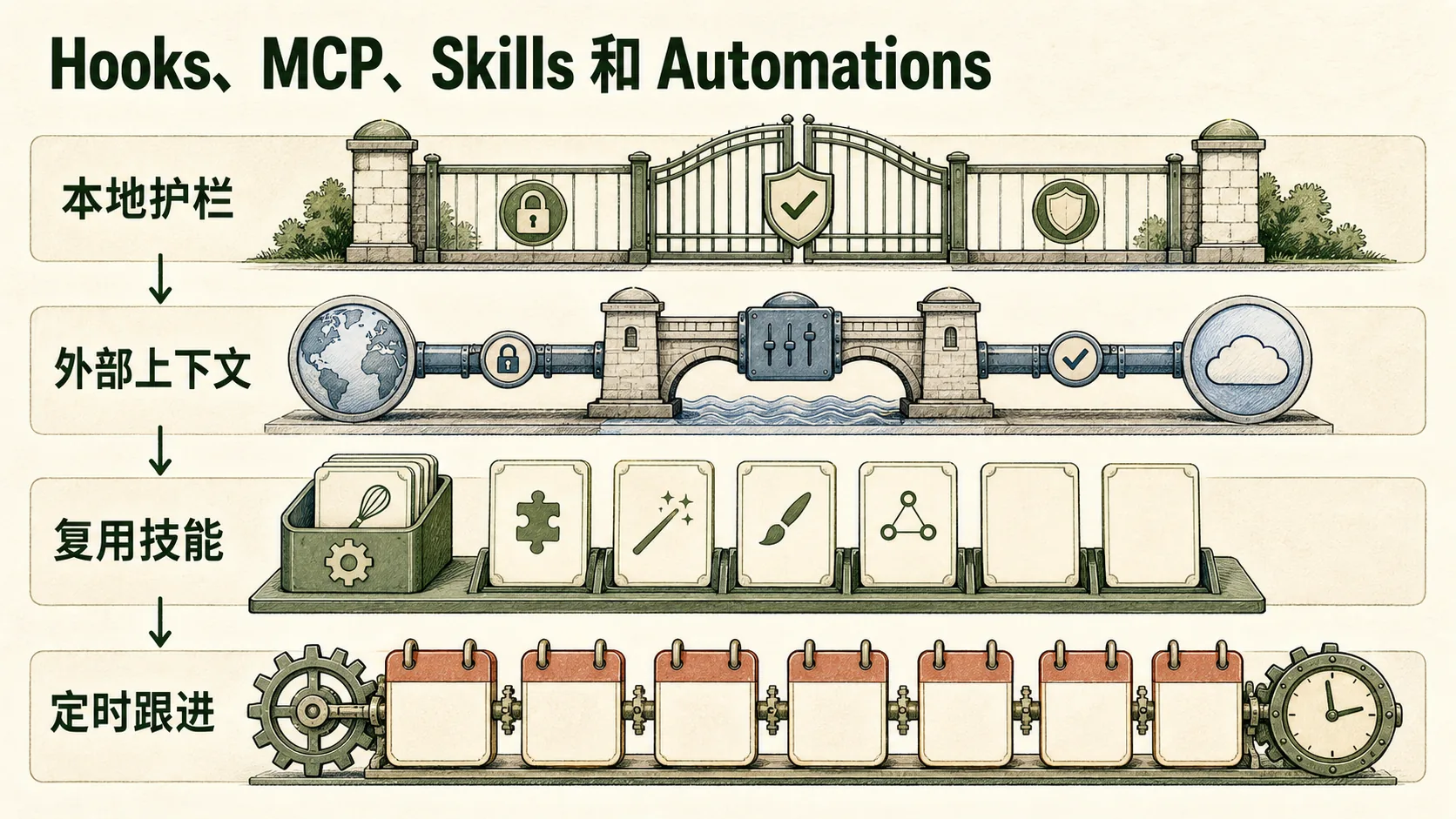 Hooks、MCP、Skills 和 Automations配图